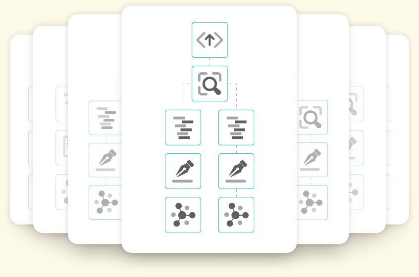 Blue Cedar illustration showing multiple app deployment workflows with import, scanning, signing and distribution steps