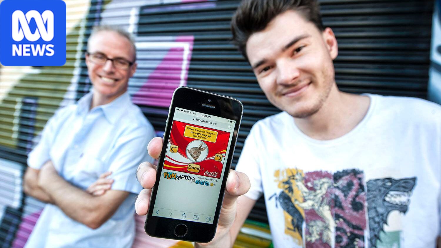 Kevin Gosschalk and Matthew Ford, the FunCaptcha founders, standing together in Brisbane in 2017