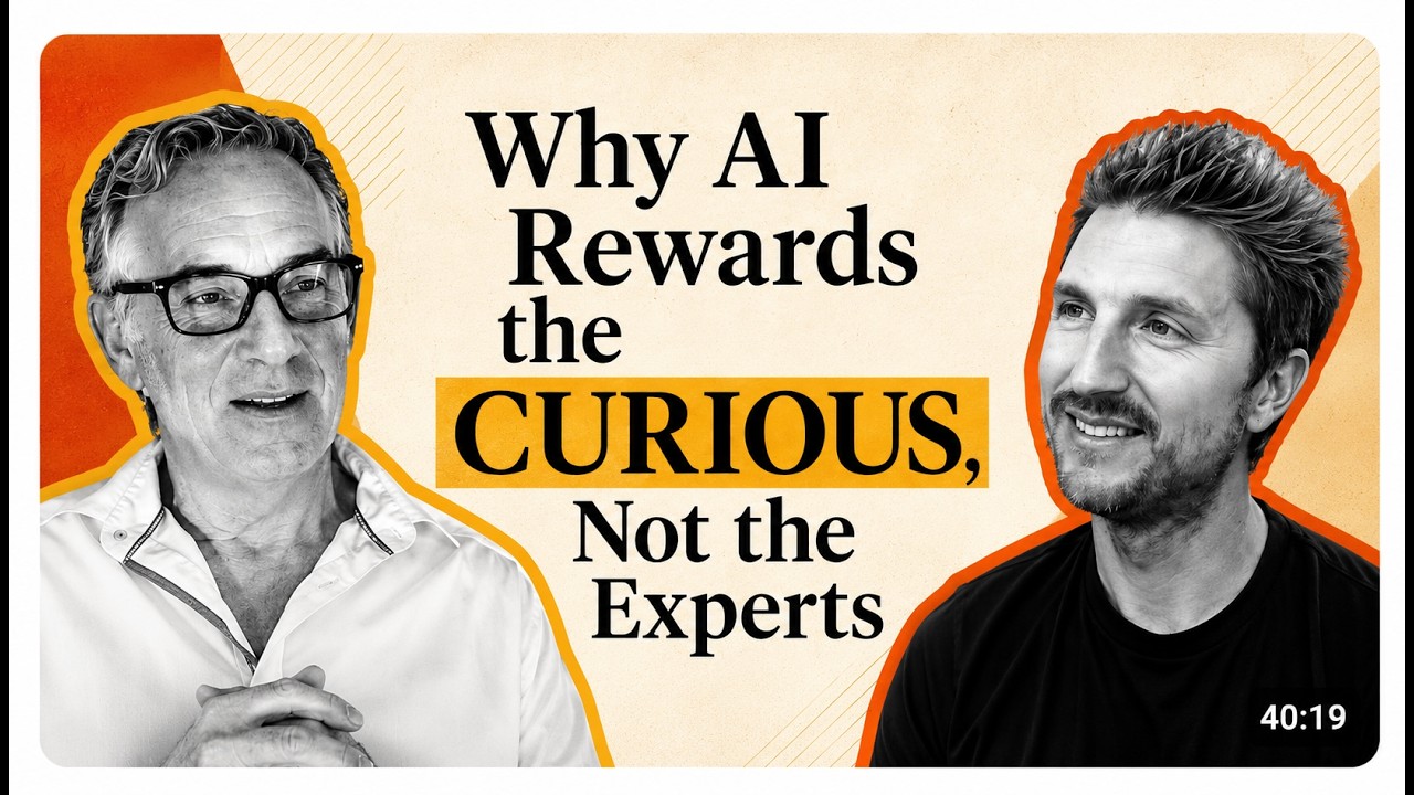 AITV episode artwork with Kevin Justice on the left and the title about AI rewarding curiosity