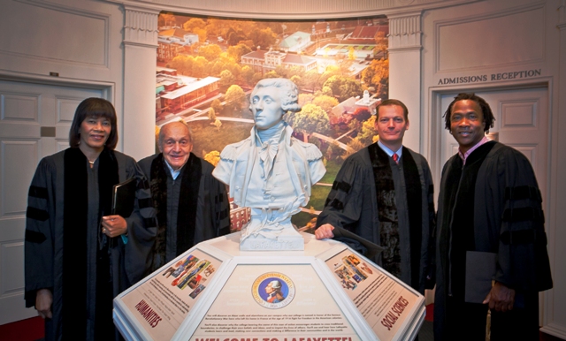 Portia Simpson Miller, Harry Ettlinger, Kevin Mandia and Roger Ross Williams at Lafayette College in 2014