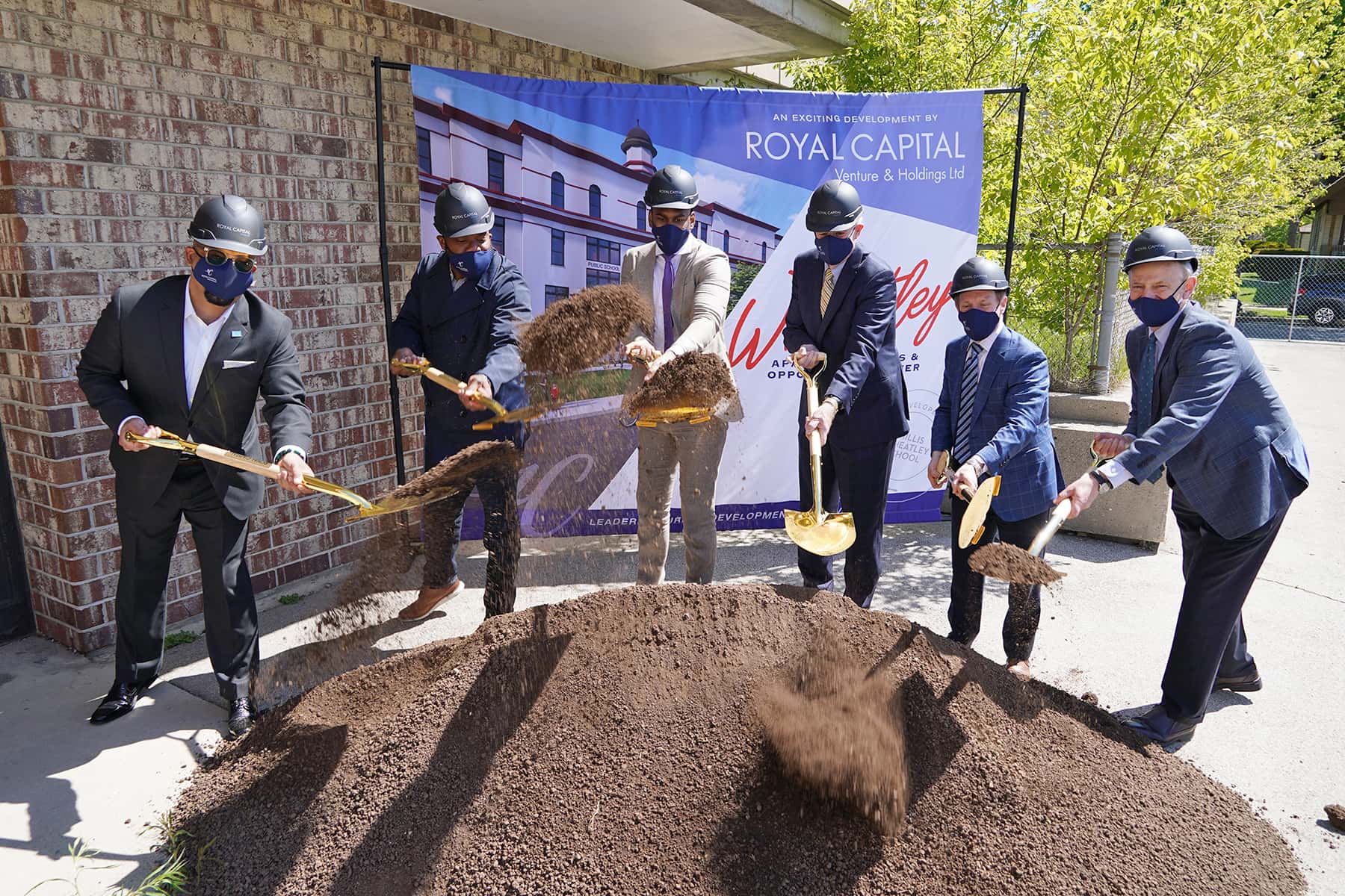 Participants at the 2021 groundbreaking for the Phillis Wheatley redevelopment