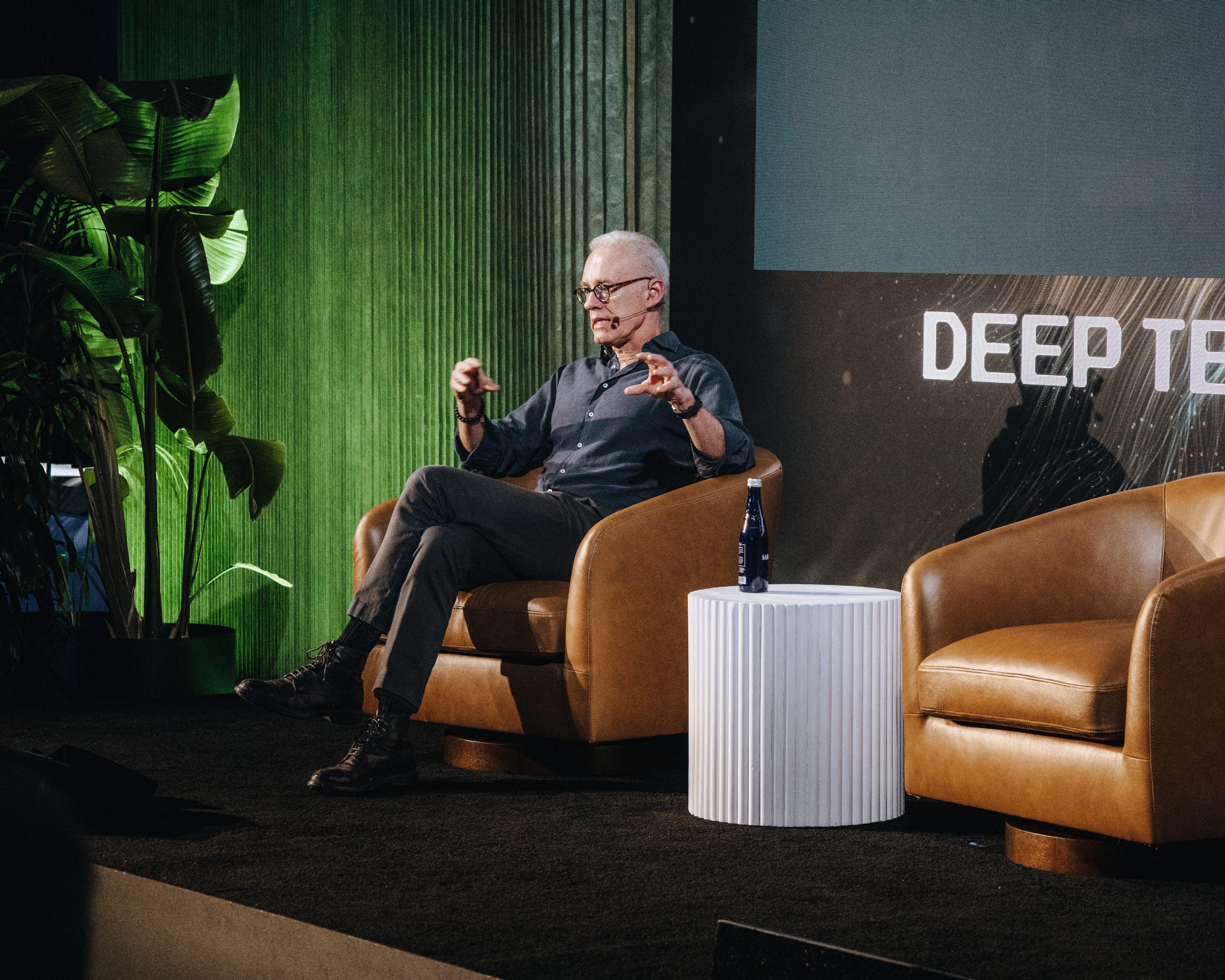 Kevin Ryan seated onstage, speaking at AlleyCorp’s Deep Tech New York conference