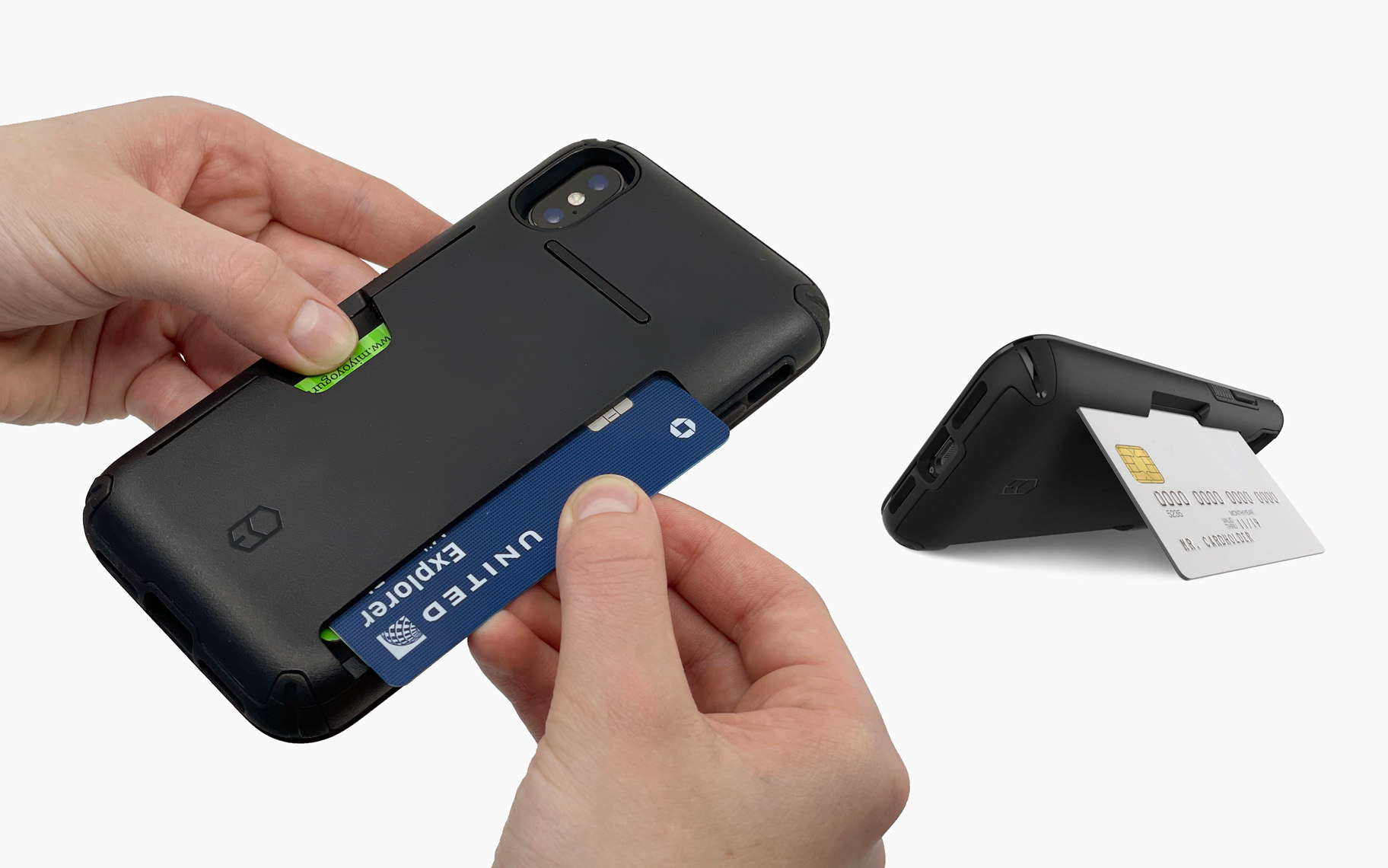 Two materials. Plenty of grip. The Patchworks case lets flexible bumps do the adjusting.