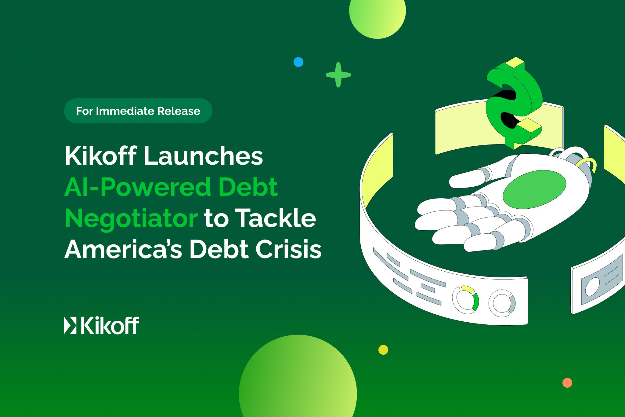Kikoff illustration announcing its AI debt negotiation product