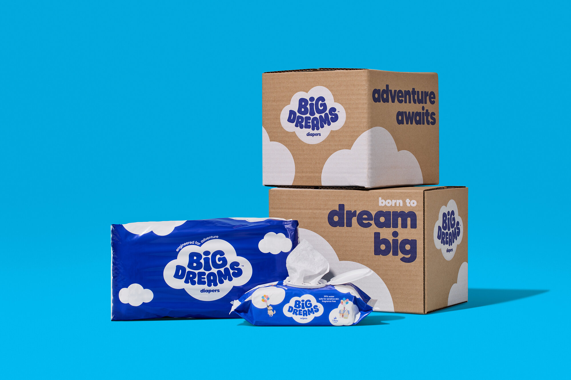 Big Dreams diapers and wipes in their launch product photograph