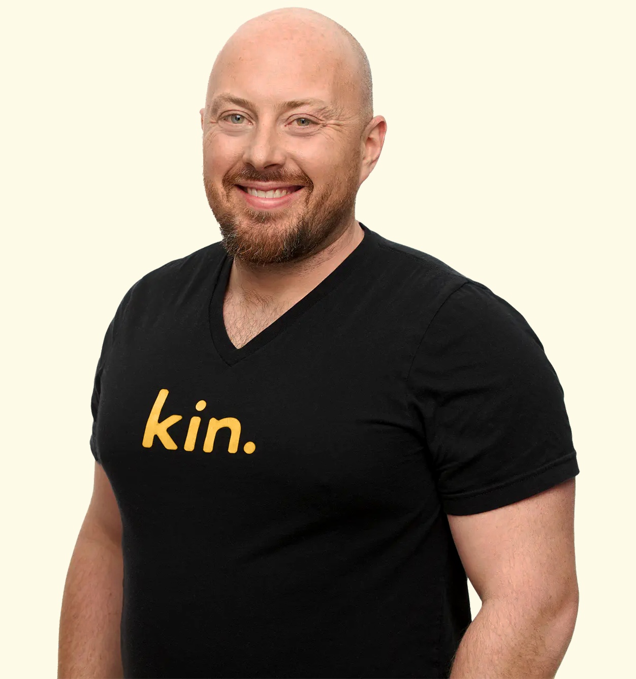 Kin co-founder and CEO Sean Harper wearing a black Kin shirt
