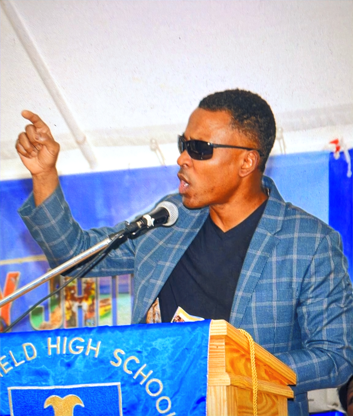 Kingsley Chin speaking at Titchfield High School