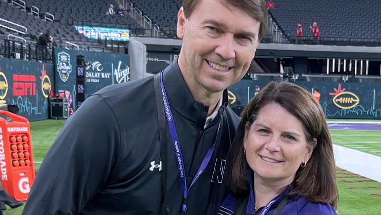 Kip and Sara Kirkpatrick together at a Northwestern sporting event