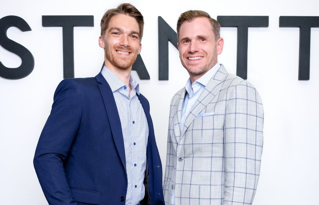 Stantt co-founders Matt Hornbuckle and Kirk Keel standing in front of the company name