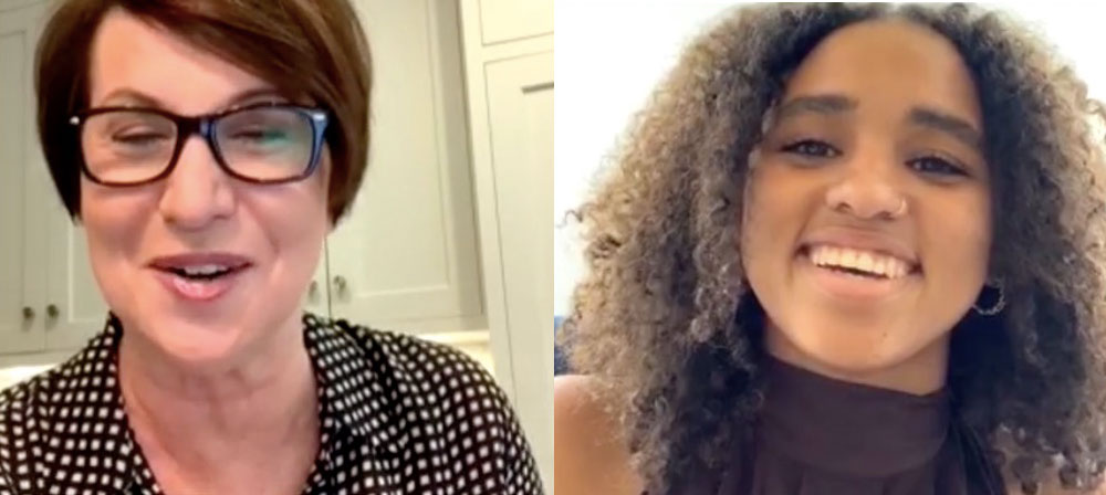 Kirsten Flanik and Tatiana Lanier speaking by video in 2020