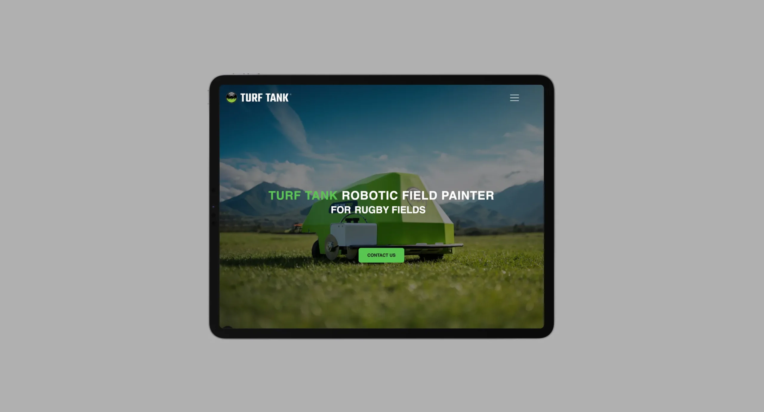 Turf Tank robotic field painter presented on a tablet in Kitrum’s case study
