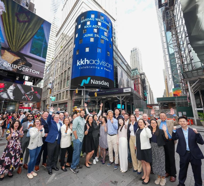 KKH Advisors team and guests celebrating at Nasdaq in 2024