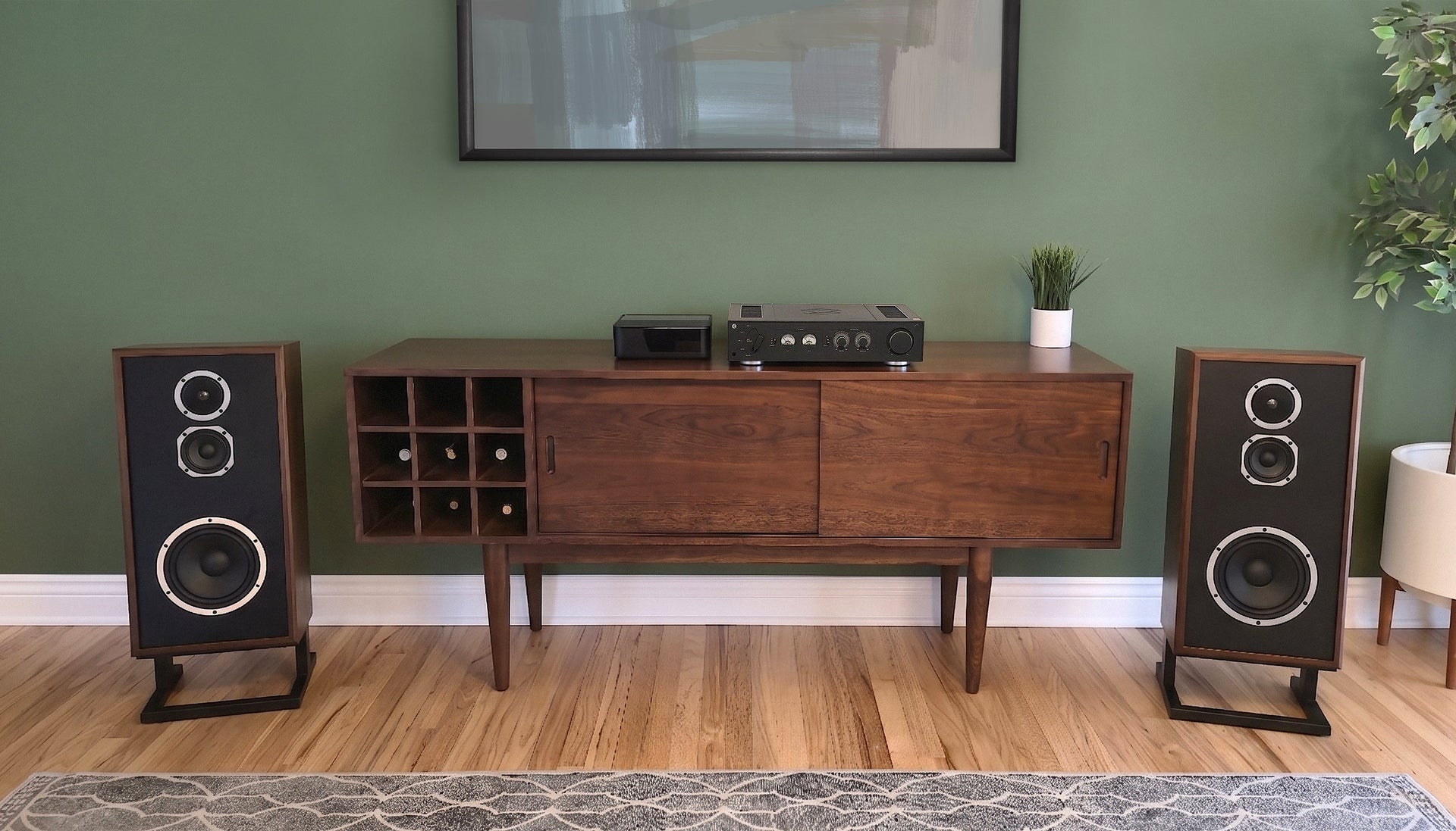 A pair of KLH Model Four speakers in a modern listening room