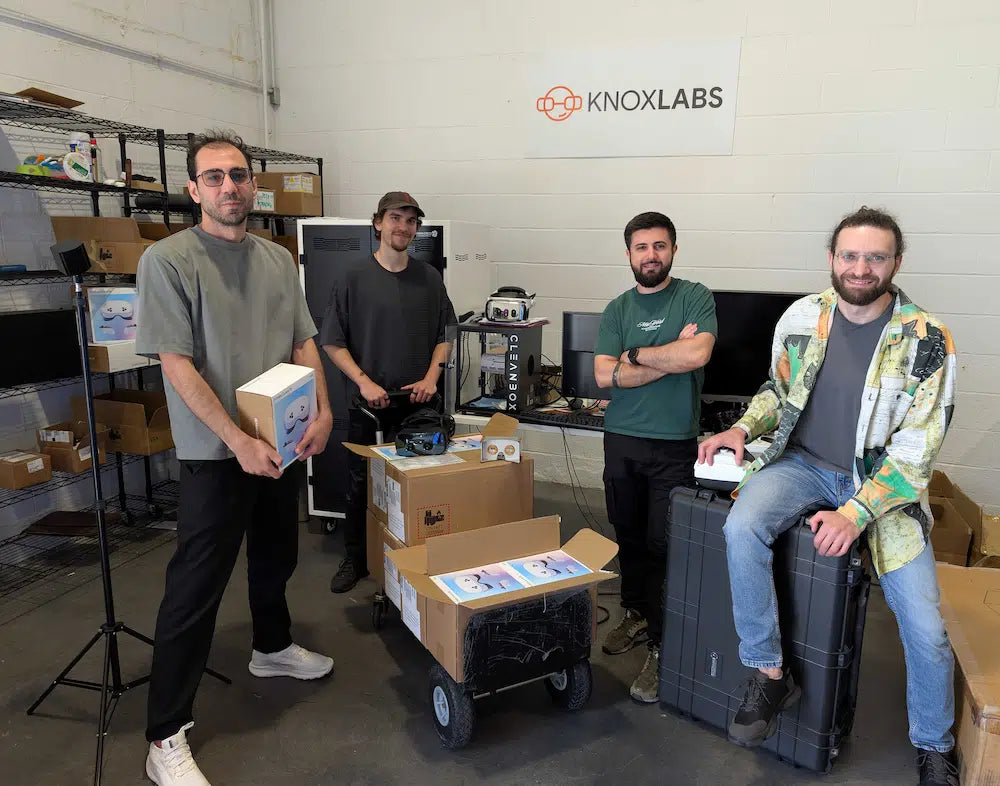 The Knoxlabs team packing headsets in their Los Angeles warehouse