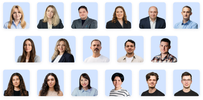 Portrait grid of team members shown on Testlum’s about page