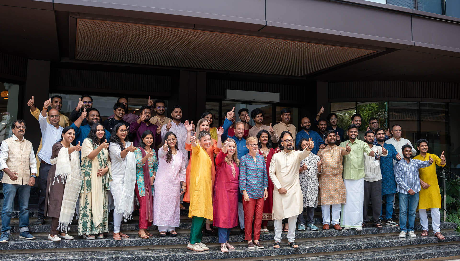 Kobie teammates gathered outside the Bengaluru office at its opening