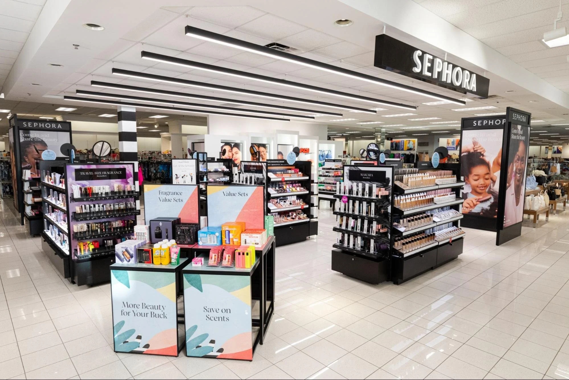 Sephora beauty displays inside a Kohl’s department store