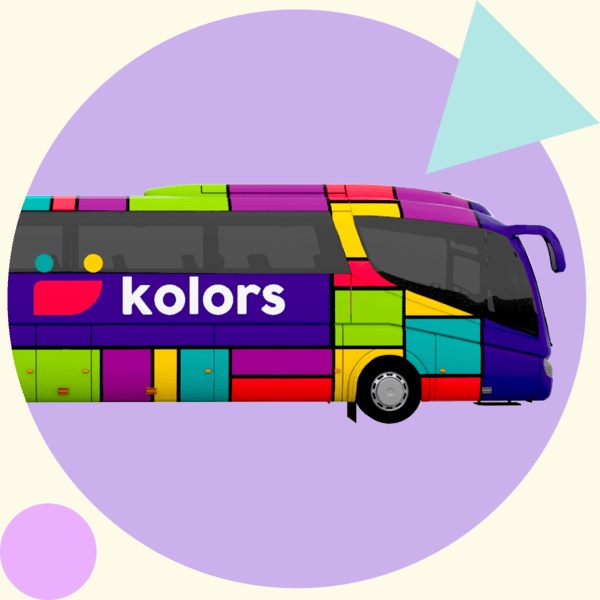 Kolors promotional rendering of its brightly colored intercity coach