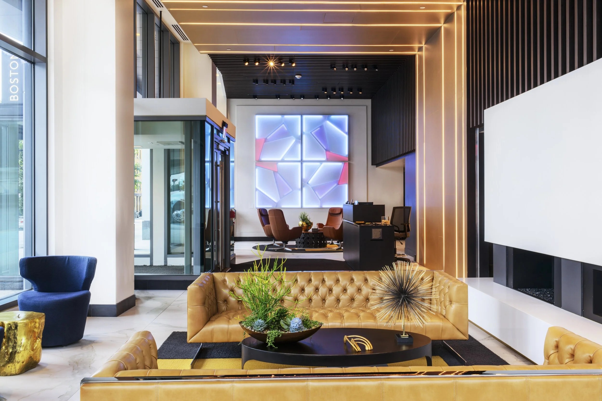 A Kortenhaus Communications client event with guests gathered in a designed interior