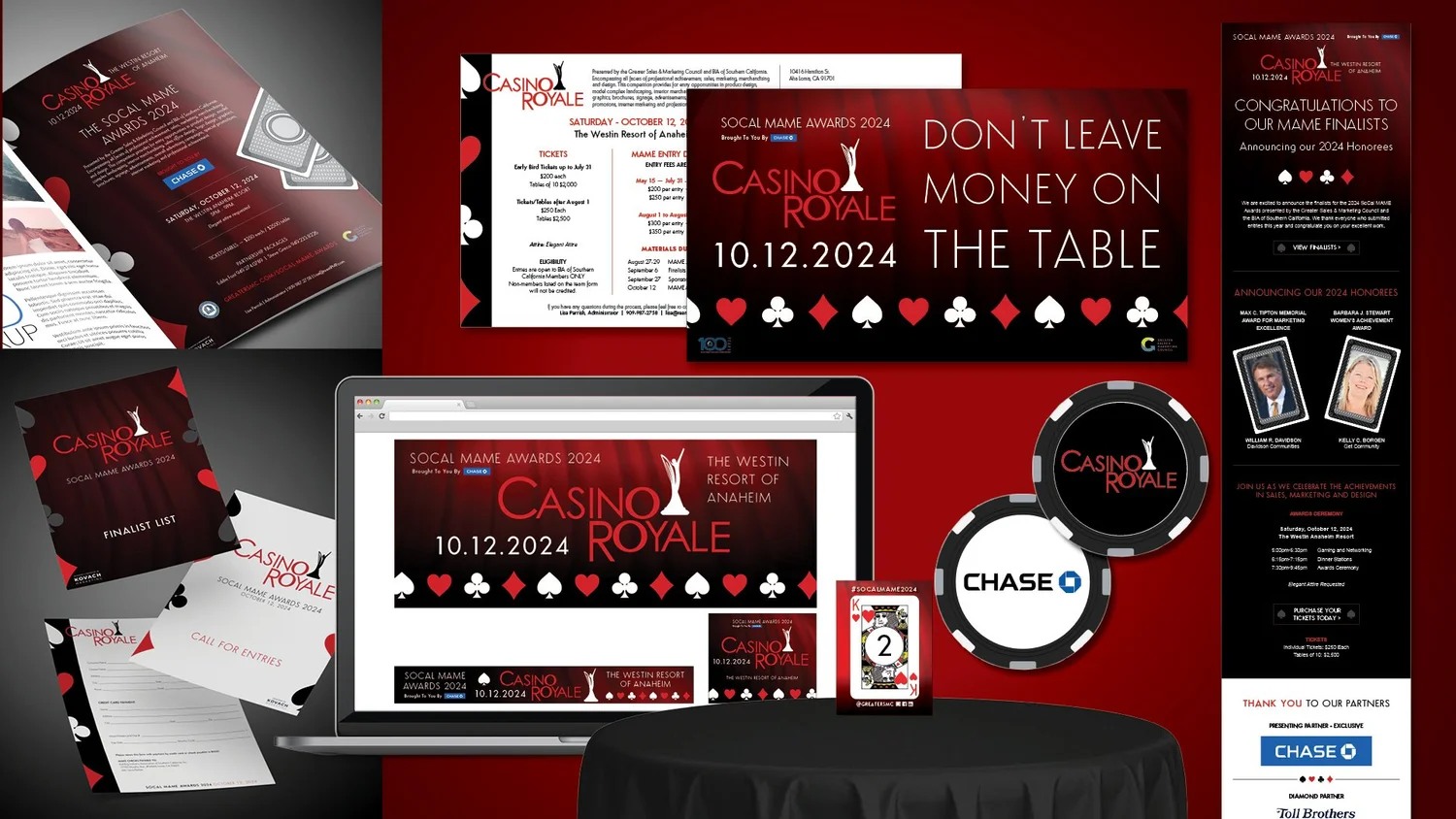Casino Royale themed SoCal MAME Awards creative by Kovach Marketing