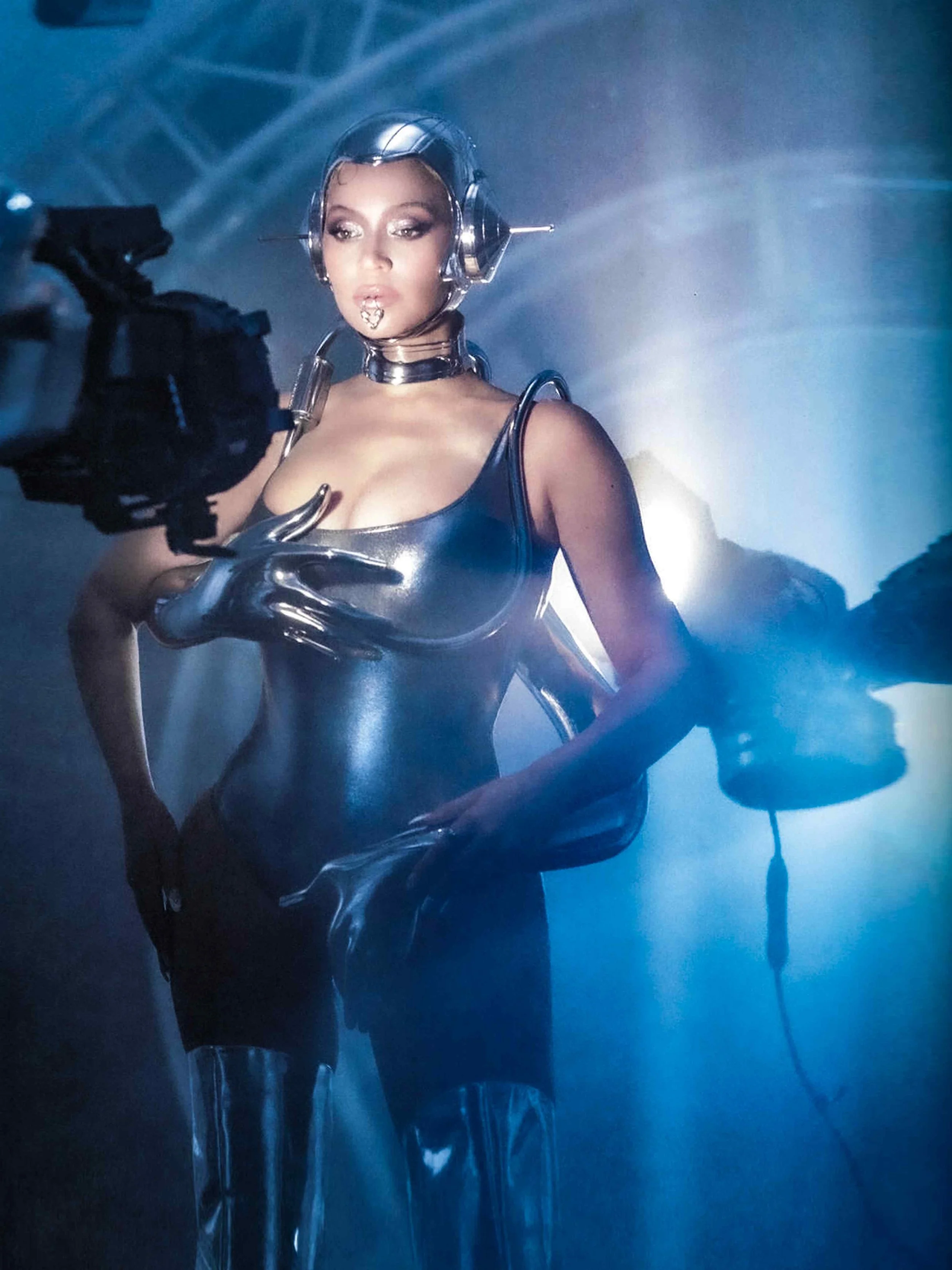 Beyoncé in sculptural metallic fashion, in an image presented in Kr8’s celebrity portfolio