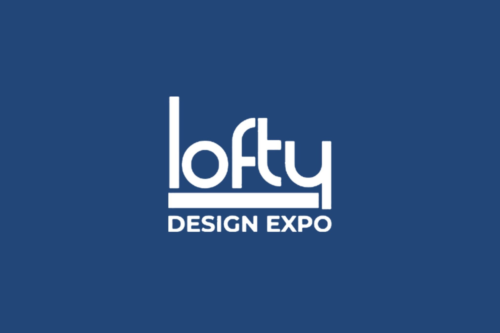 Lofty Design Expo identity on a navy background