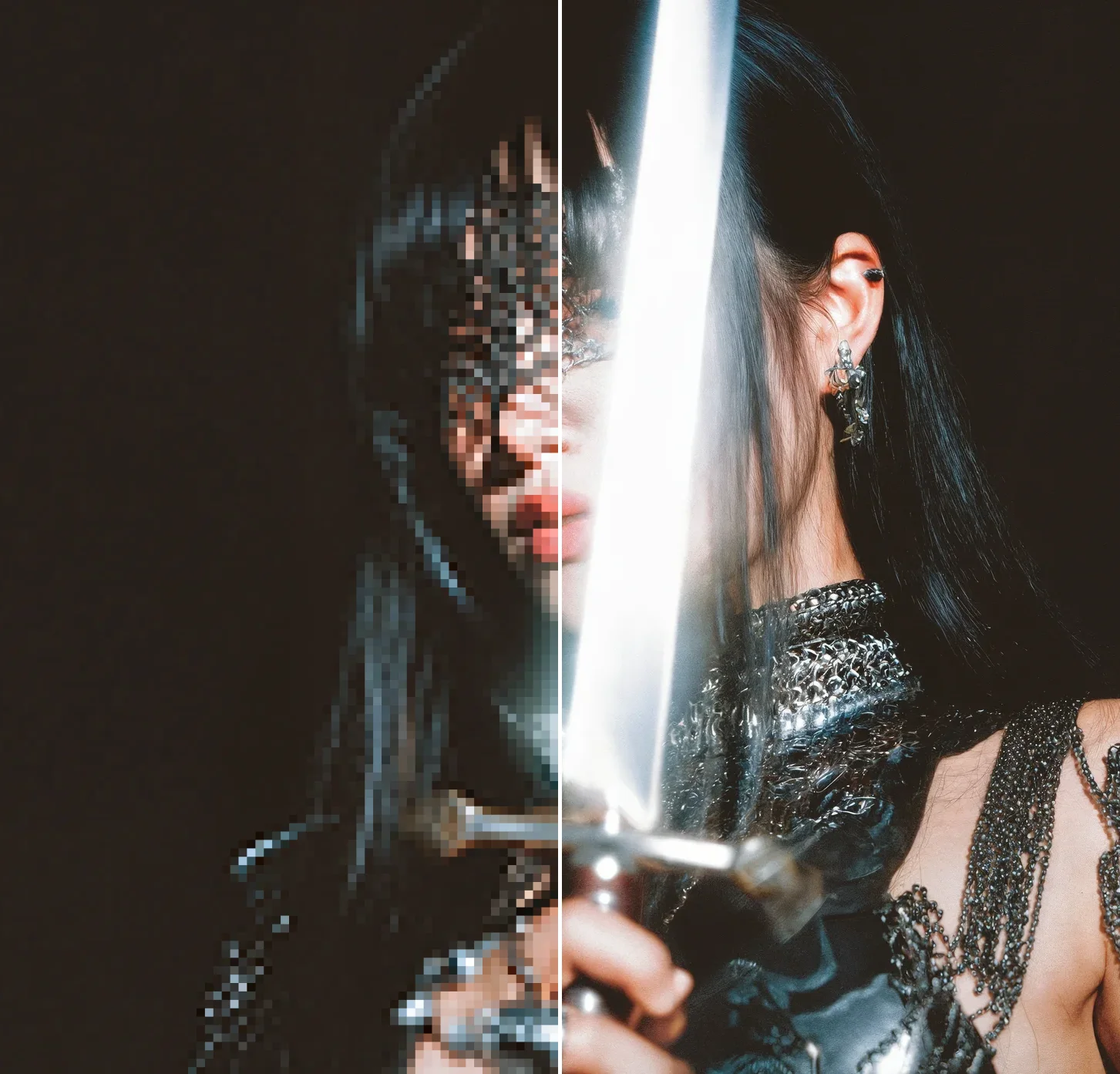Krea official example of a sword image enhanced with bloom and detail