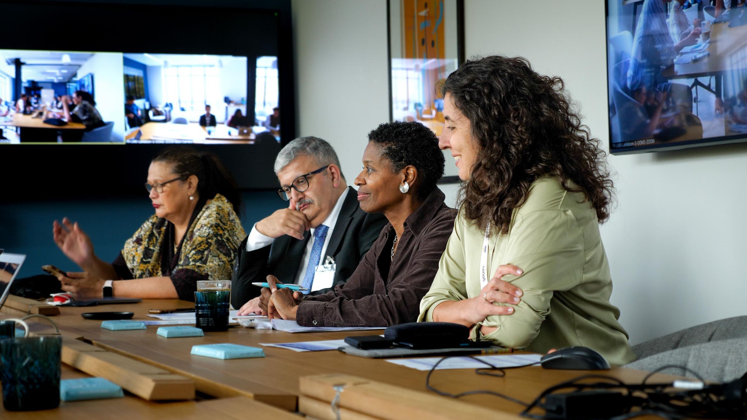 Kristi Mitchell, second from right, participating in an advisory-group meeting with three colleagues