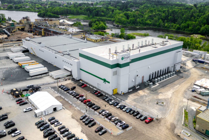 Kruger Products' Sherbrooke LDC tissue plant with silos and loading bays
