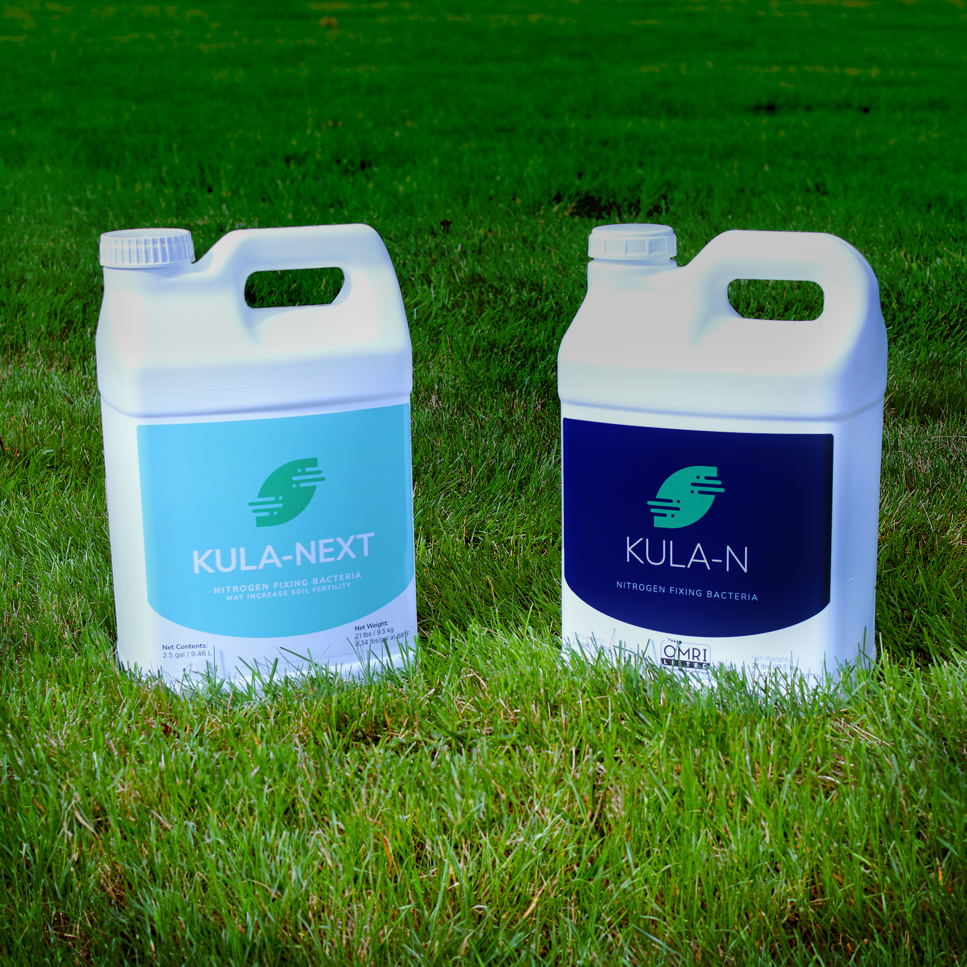 Kula Bio nitrogen biofertilizer product jugs
