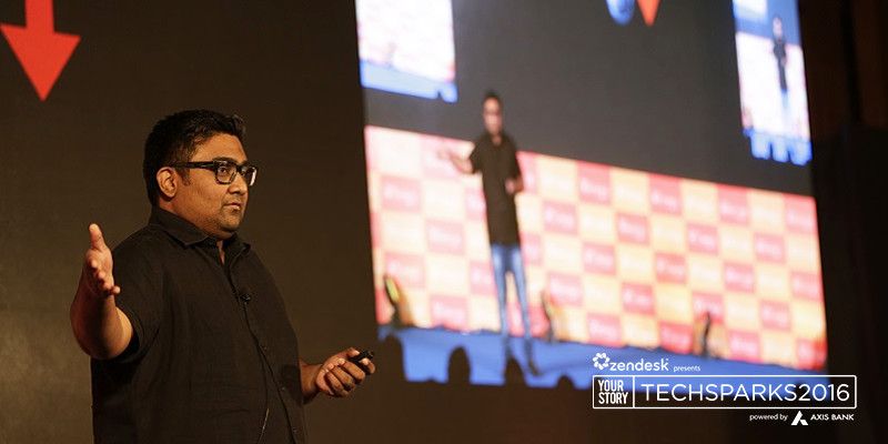 Kunal Shah addressing the audience at TechSparks 2016