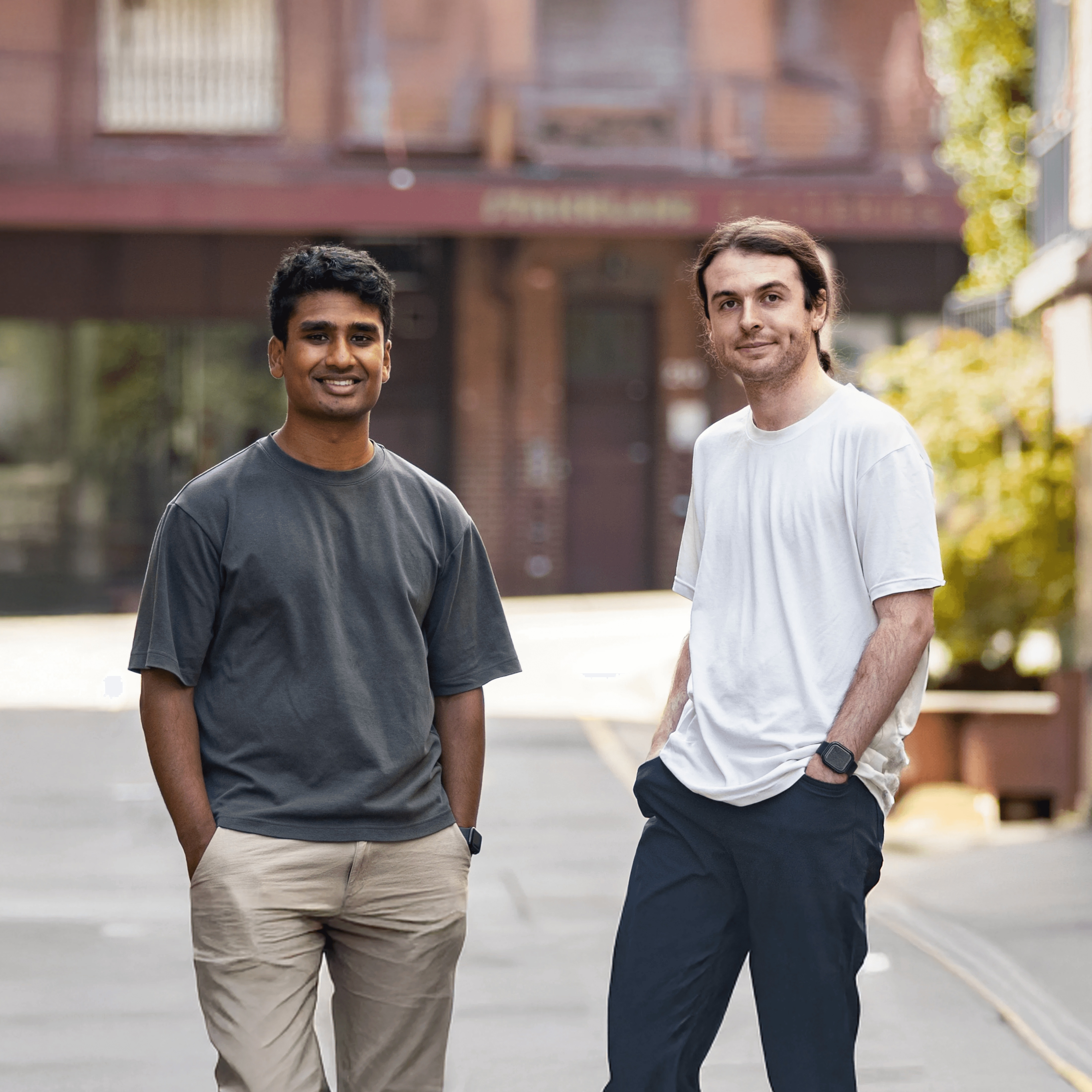 Kunal Vankadara, left, standing outdoors with Haast co-founder Liam King
