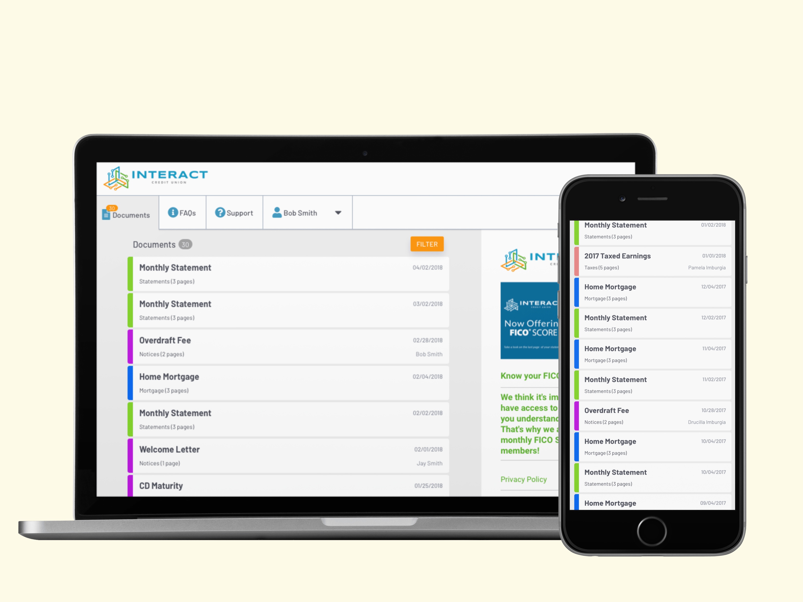 Lanvera’s illustrative ePresentment interface shown on a laptop and smartphone