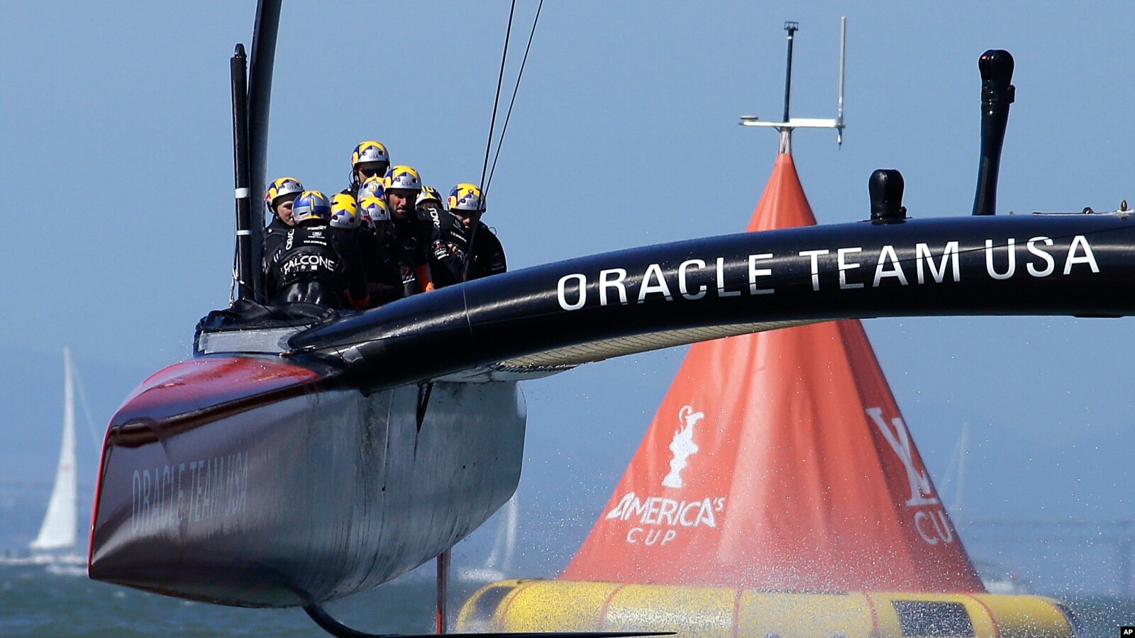 Oracle Team USA's catamaran racing on San Francisco Bay in September 2013