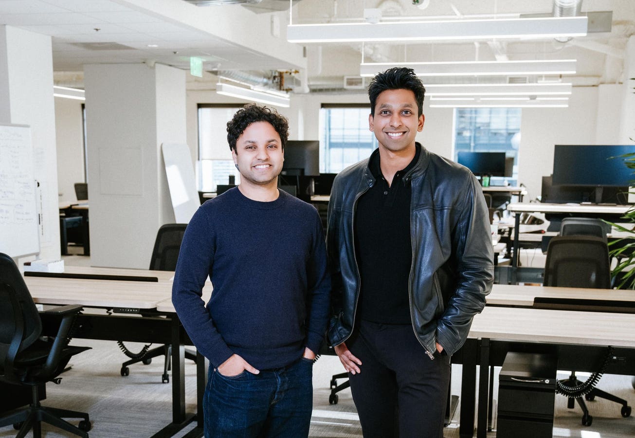 Latent co-founders Rishabh Jain and Sriram Somasundaram in an office