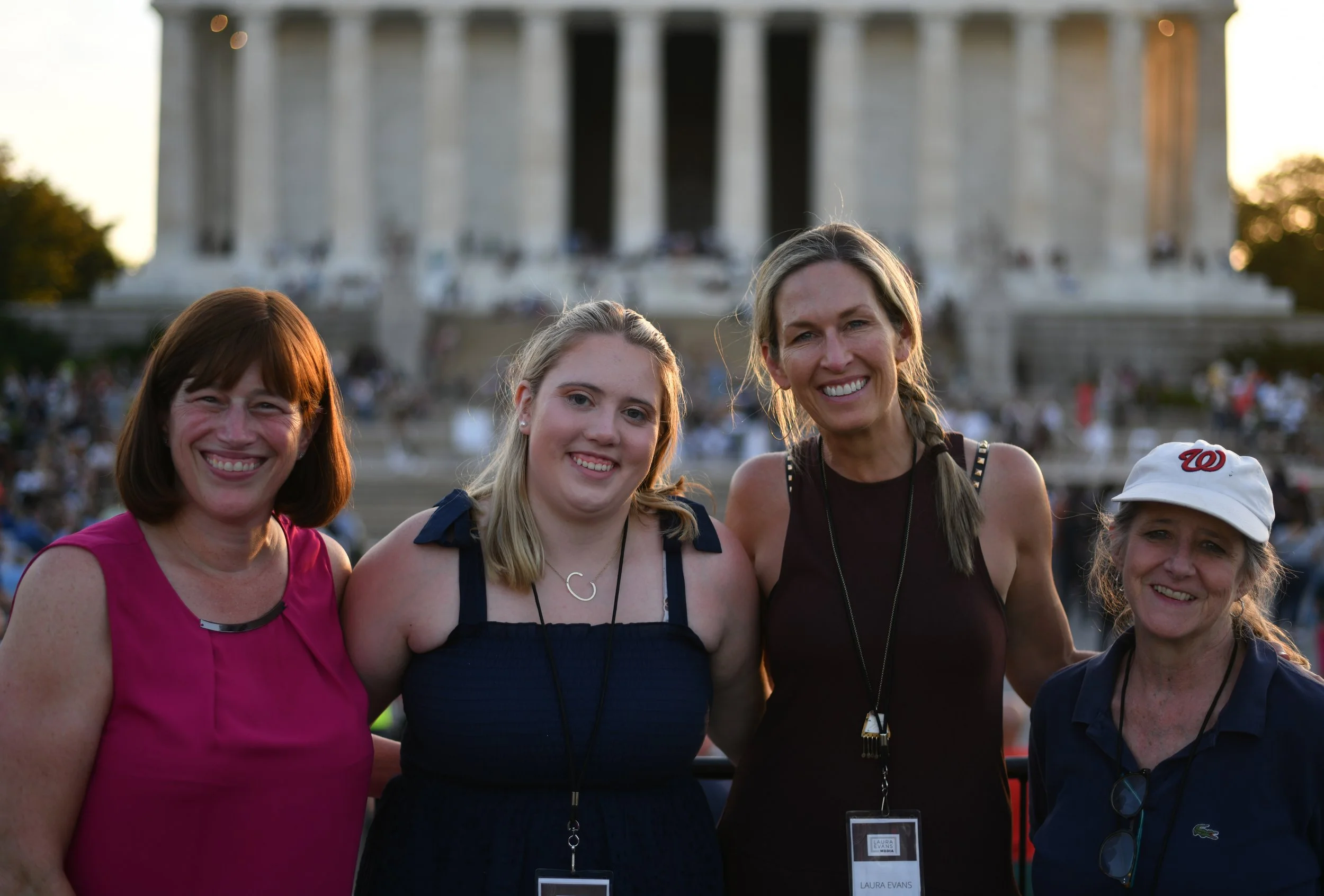 Laura Evans Manatos, second from right, with colleagues in front of the Lincoln Memorial at an Opera Italiana event