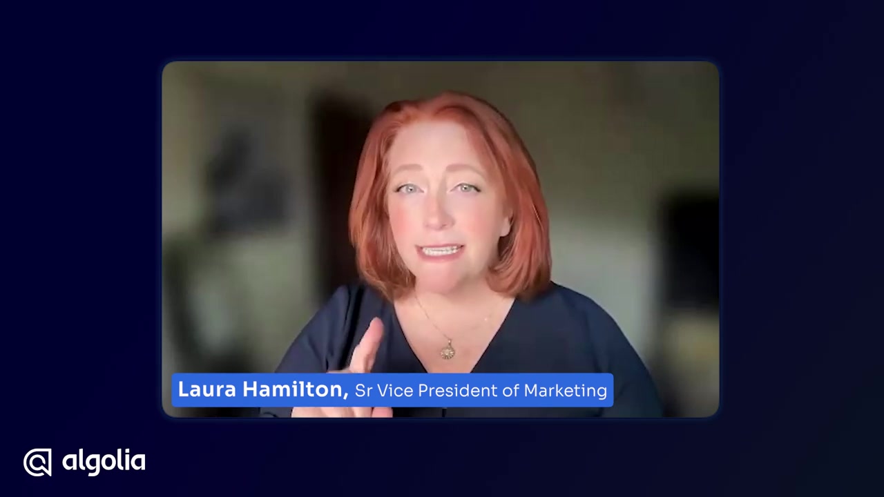 Laura Hamilton speaking in an Algolia video about personalized search and privacy