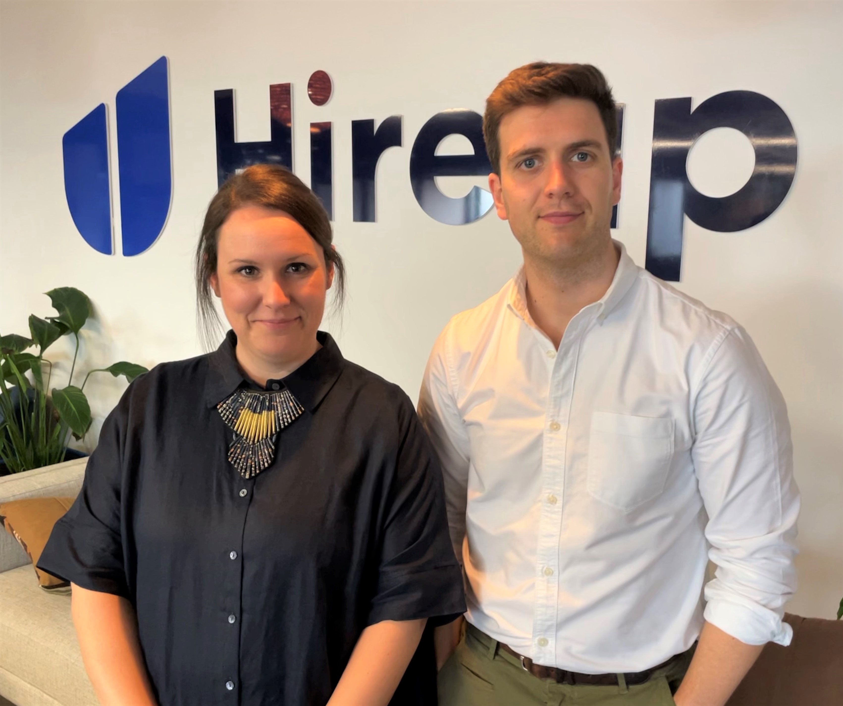 Laura and Jordan O’Reilly standing together at Hireup’s office