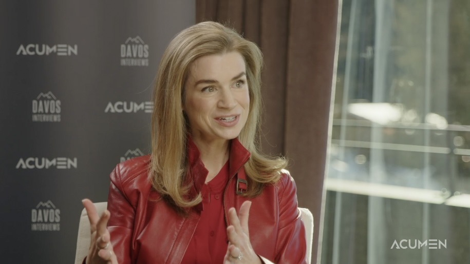 Laurel Taylor speaking during an interview filmed in Davos in 2025