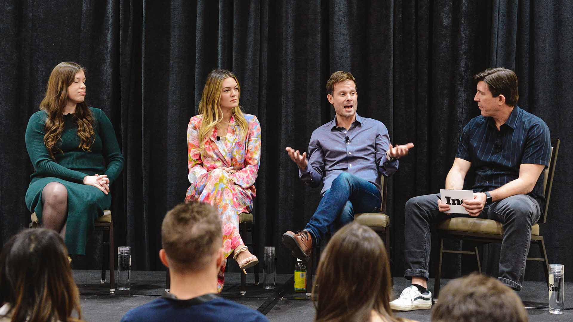 Lauren Kleinman speaking onstage with founders at the 2024 Inc. 5000 Conference