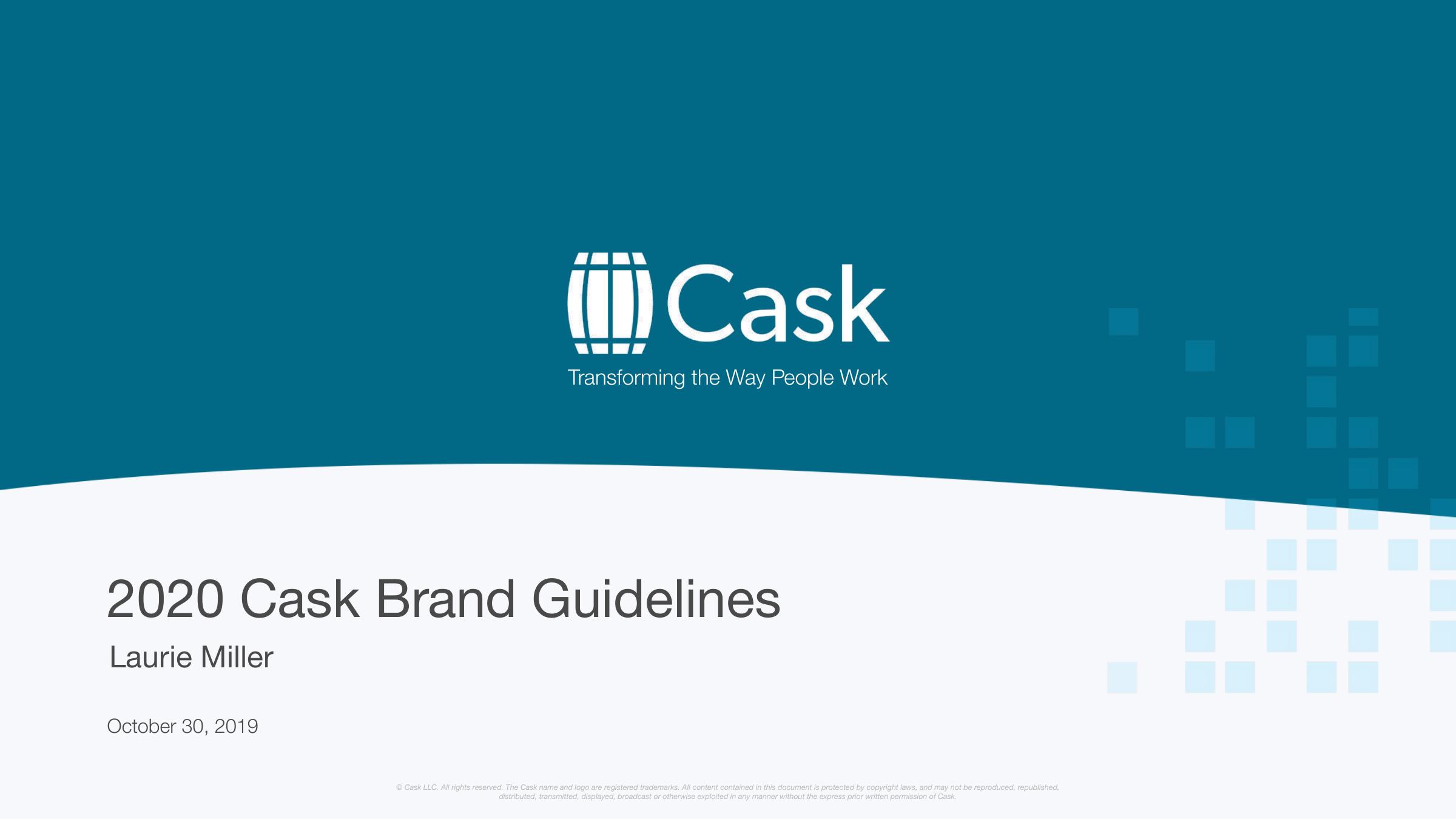 Cover of Cask's 2020 brand guidelines, credited to Laurie Miller