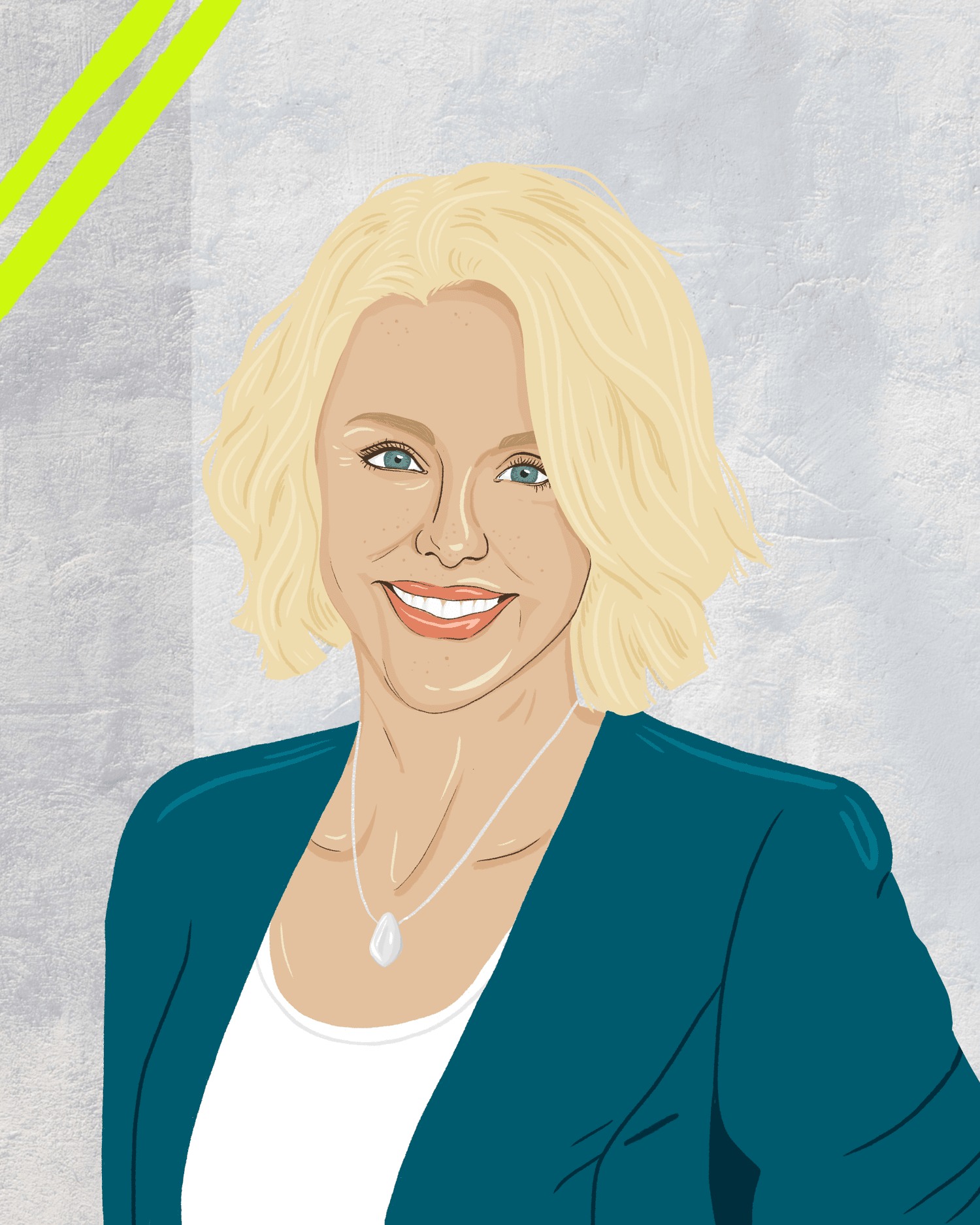 Illustrated portrait of LBR/PR founder Lauren Banyar Reich