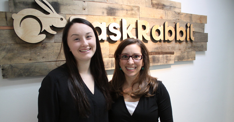 Amelia Currin, left, and Leah Solivan at the TaskRabbit office in San Francisco