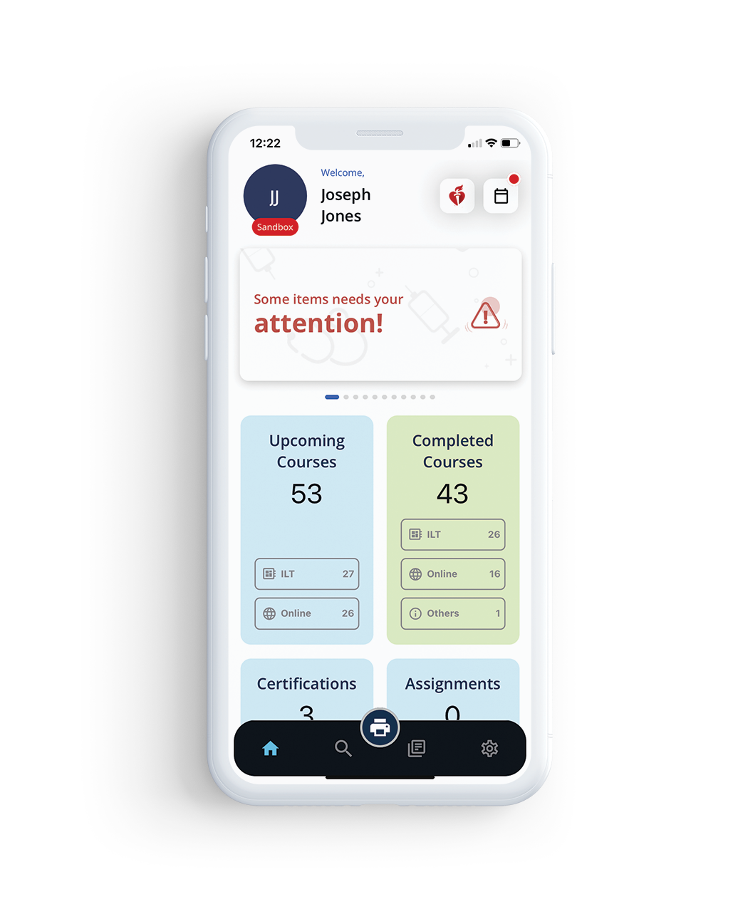 Learnsoft’s mobile application product illustration showing the learner interface
