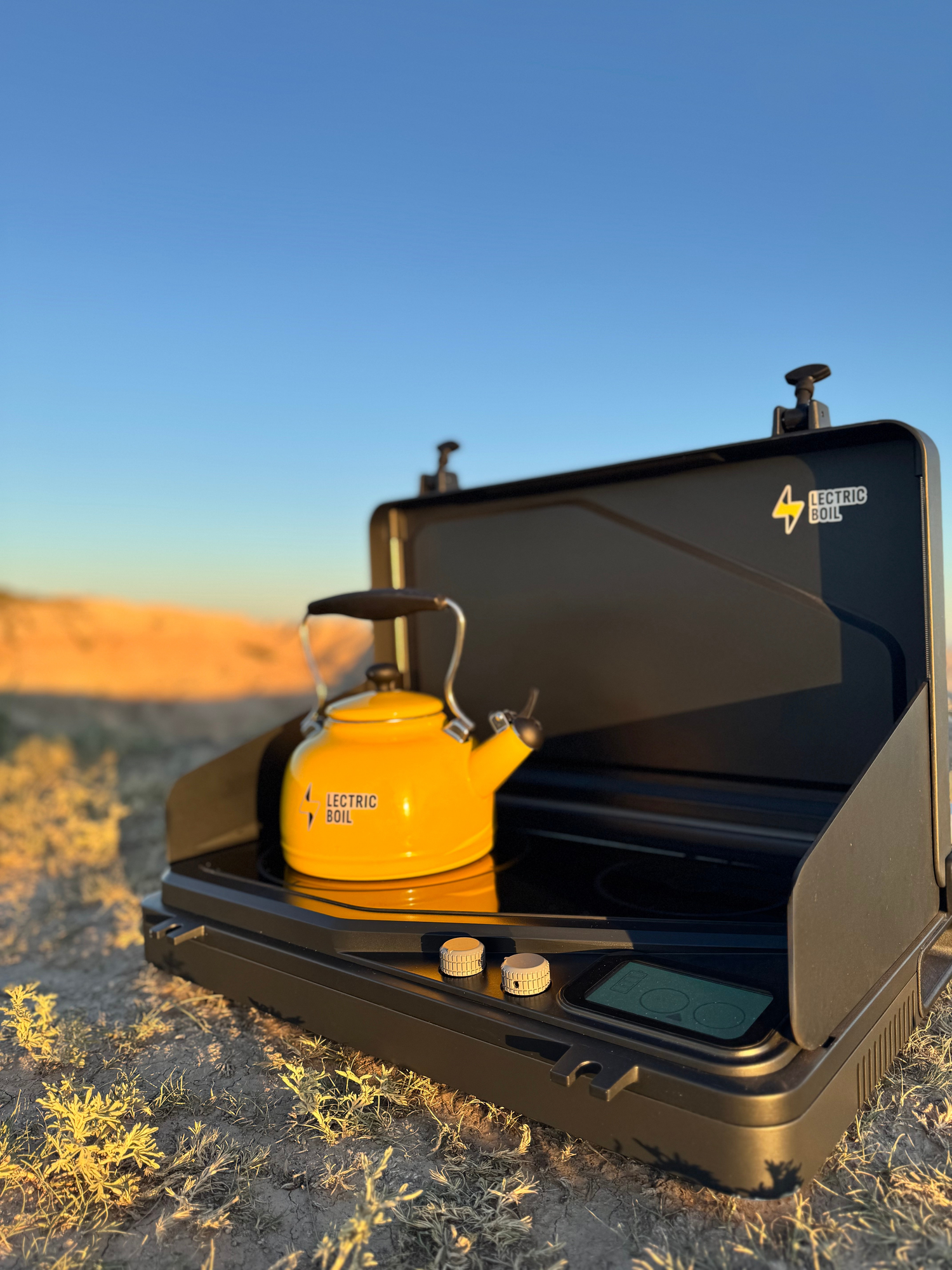 The Overlander set up outdoors in a rugged landscape