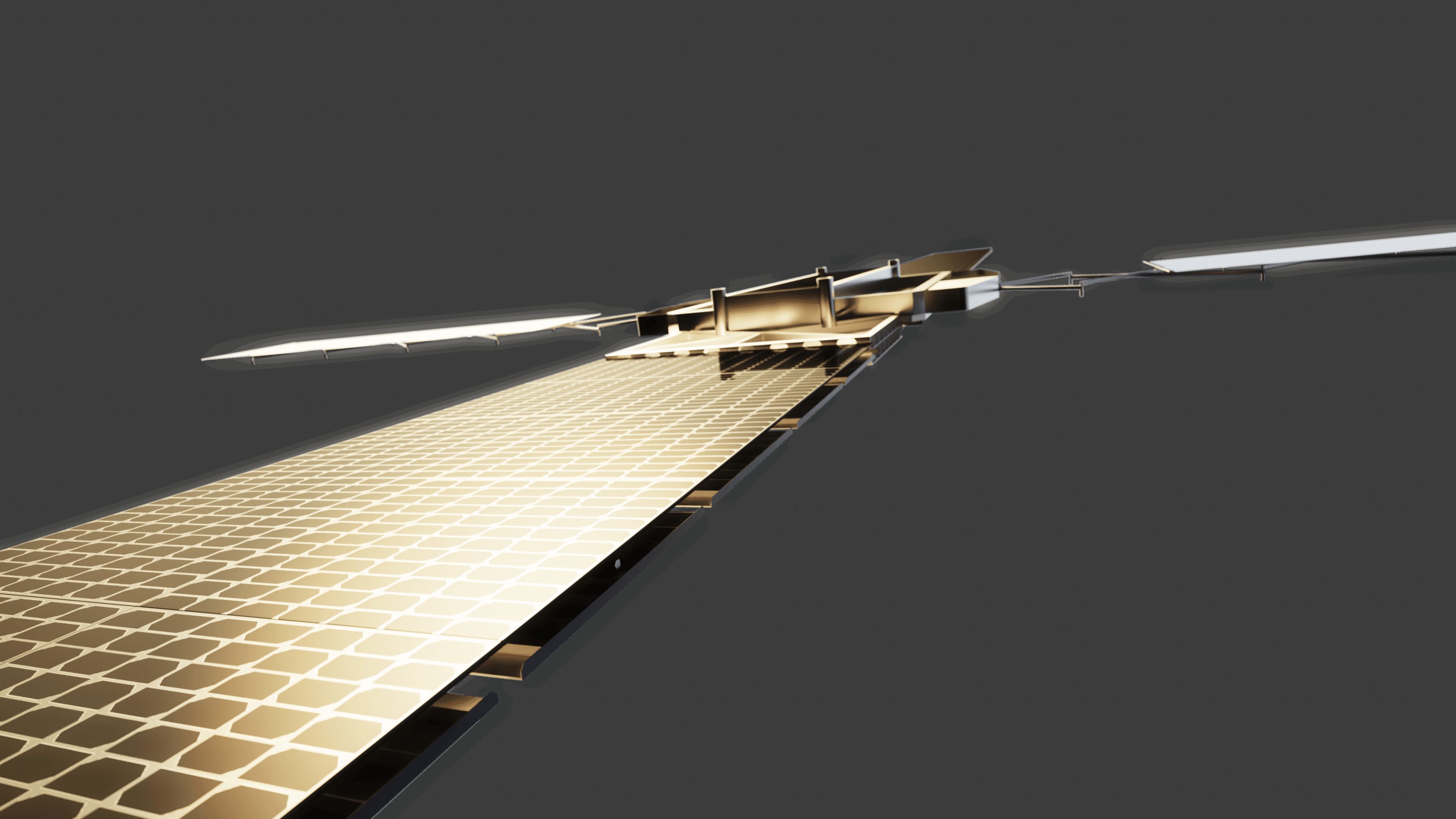 Sophia Space rendering of a spacecraft with an array of solar computing panels