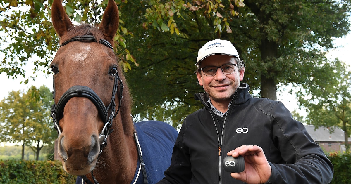 Leon Rutten beside a horse, holding the Equestic SaddleClip