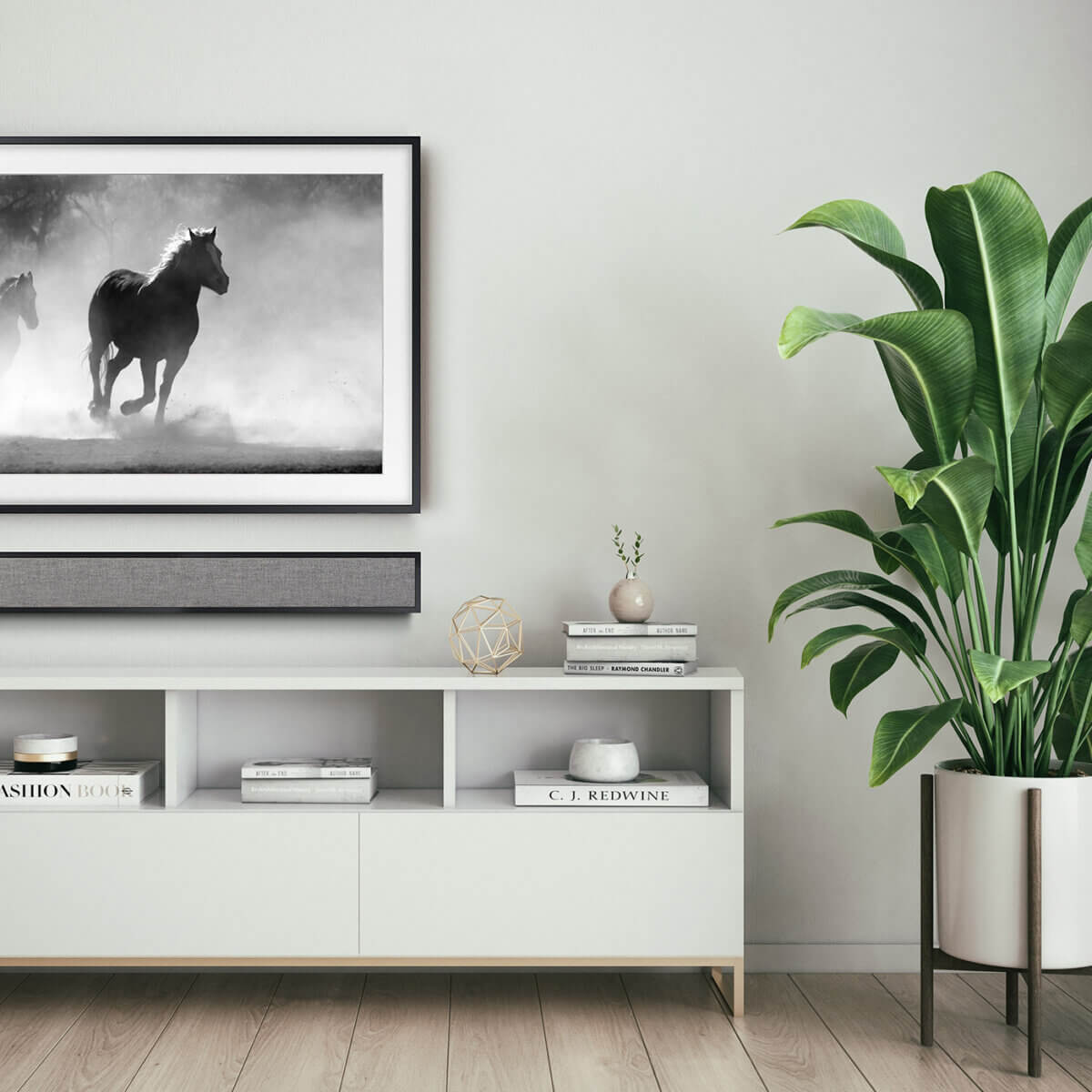 Leon FrameBar soundbar integrated into a framed television