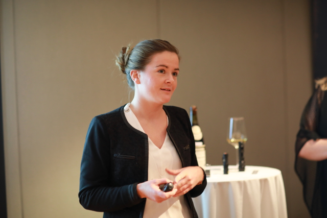 Leoni Runge presenting Everledger's wine provenance collaboration at 67 Pall Mall
