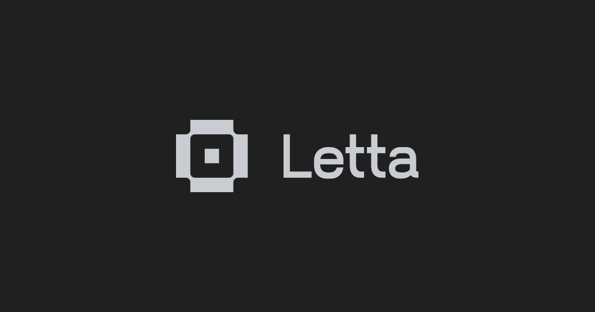 Letta logo - a square memory core nested inside a square, beside the Letta wordmark on a dark field